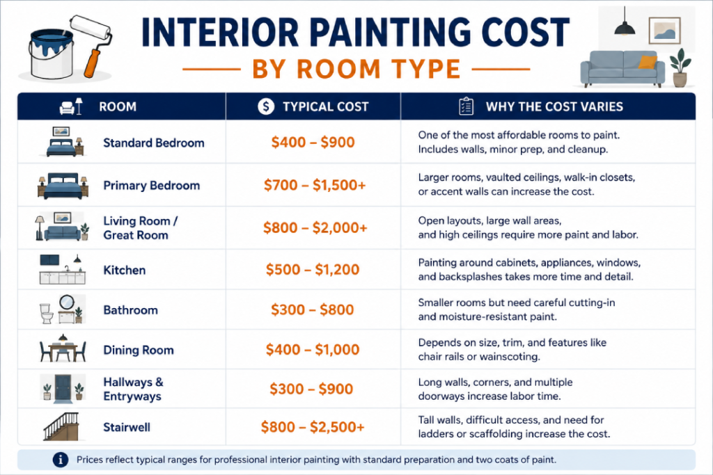 Interior painting cost by room