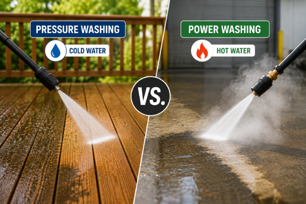 Power washing vs. pressure washing